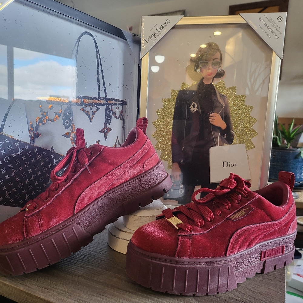 Puma Women's Red Velvet platform Sneakers
